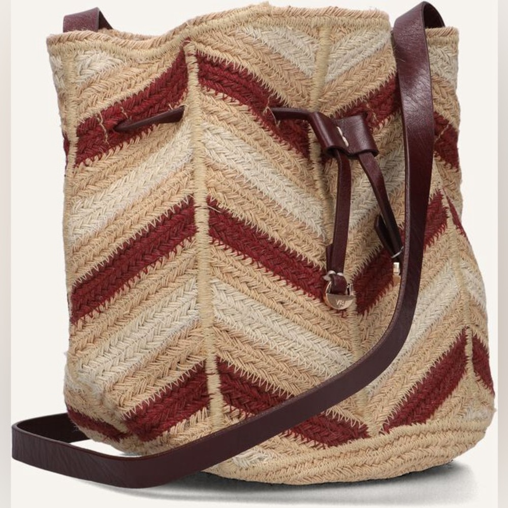 NWT VANESSA BRUNO CHEVRON JUTE CROSSBODY BAG